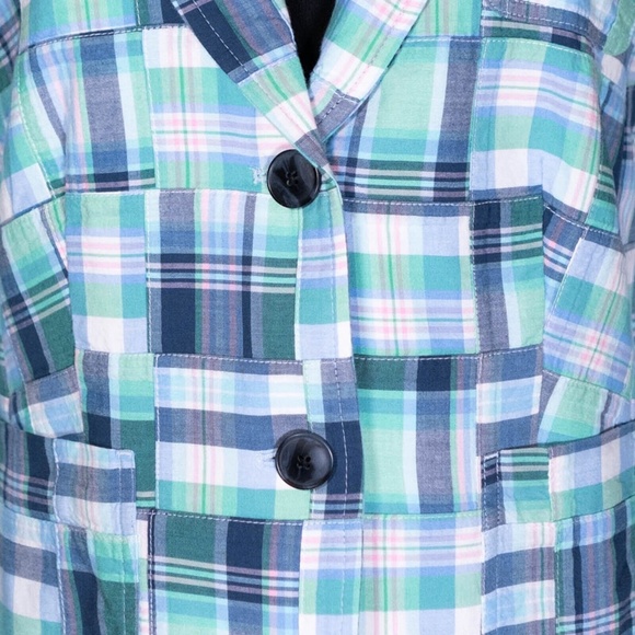 Talbot's Womens Blazer Green Blue Plaid Check Two Button Lined Suit Jacket 8 NWT - Picture 5 of 10